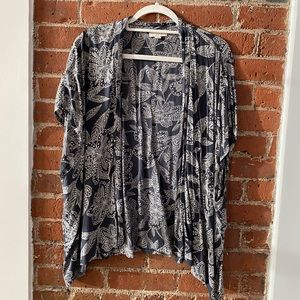Loft Blue Grey Short Sleeve Floral Kimono - XS/S